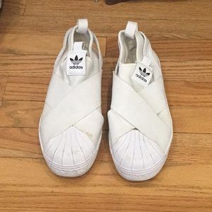 Adidas size 7.5 white Super Star slip on